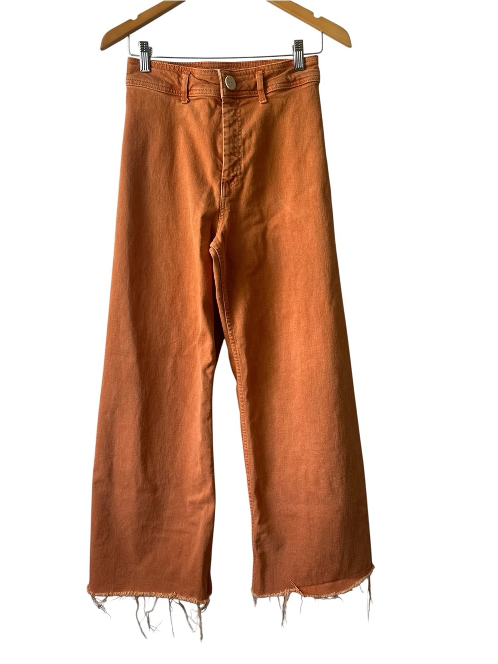 Zara Rust Orange High-Waist Wide Leg Jeans